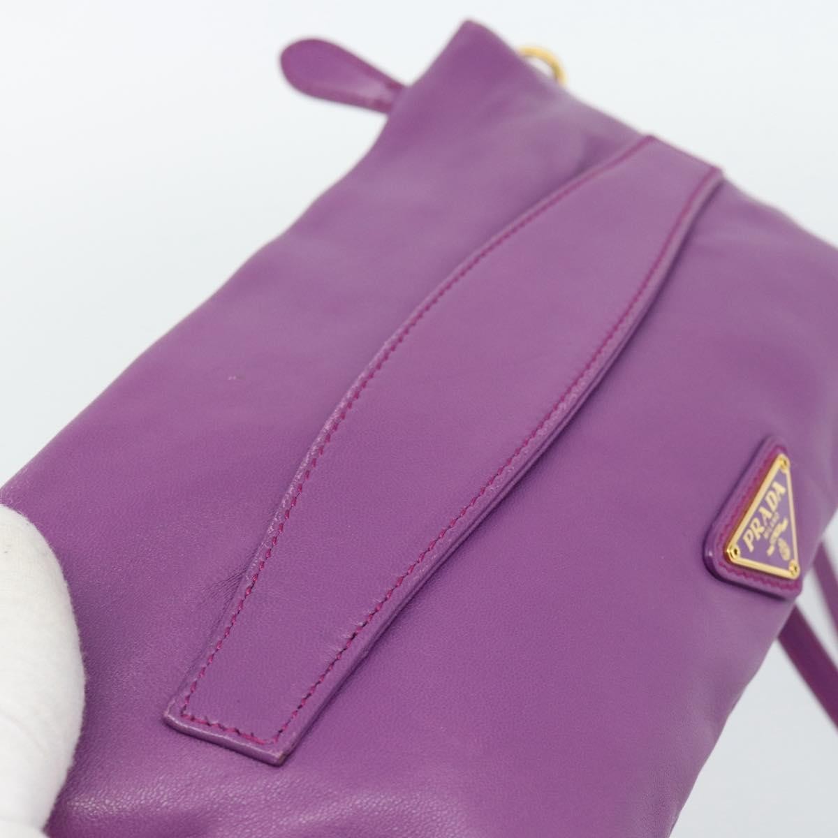Prada Fold Over Chain Flap Soft Calf Purple Leather Handbag (Pre-Owned)