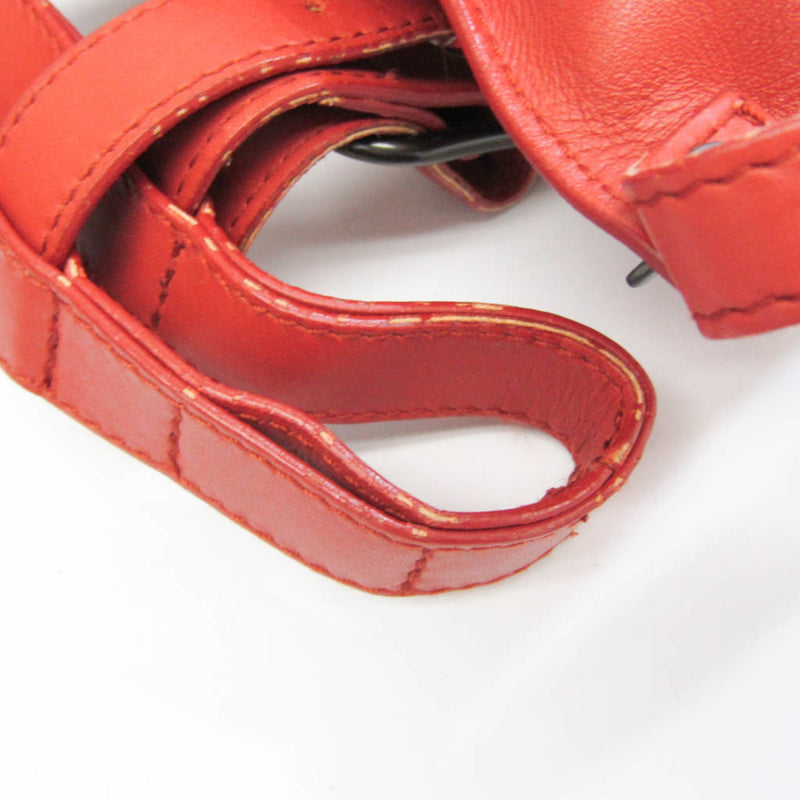 Bottega Veneta Intrecciato Red Leather Shoulder Bag (Pre-Owned)
