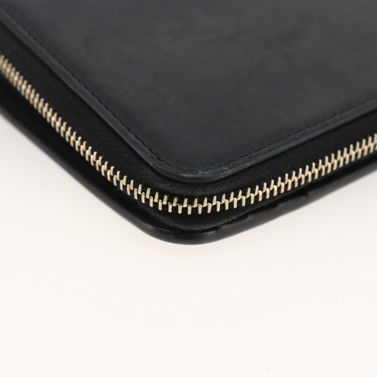 Saint Laurent Classic Monogram Ysl Line Zip Around Leather Black Leather Wallets Accessory (Pre-Owned)
