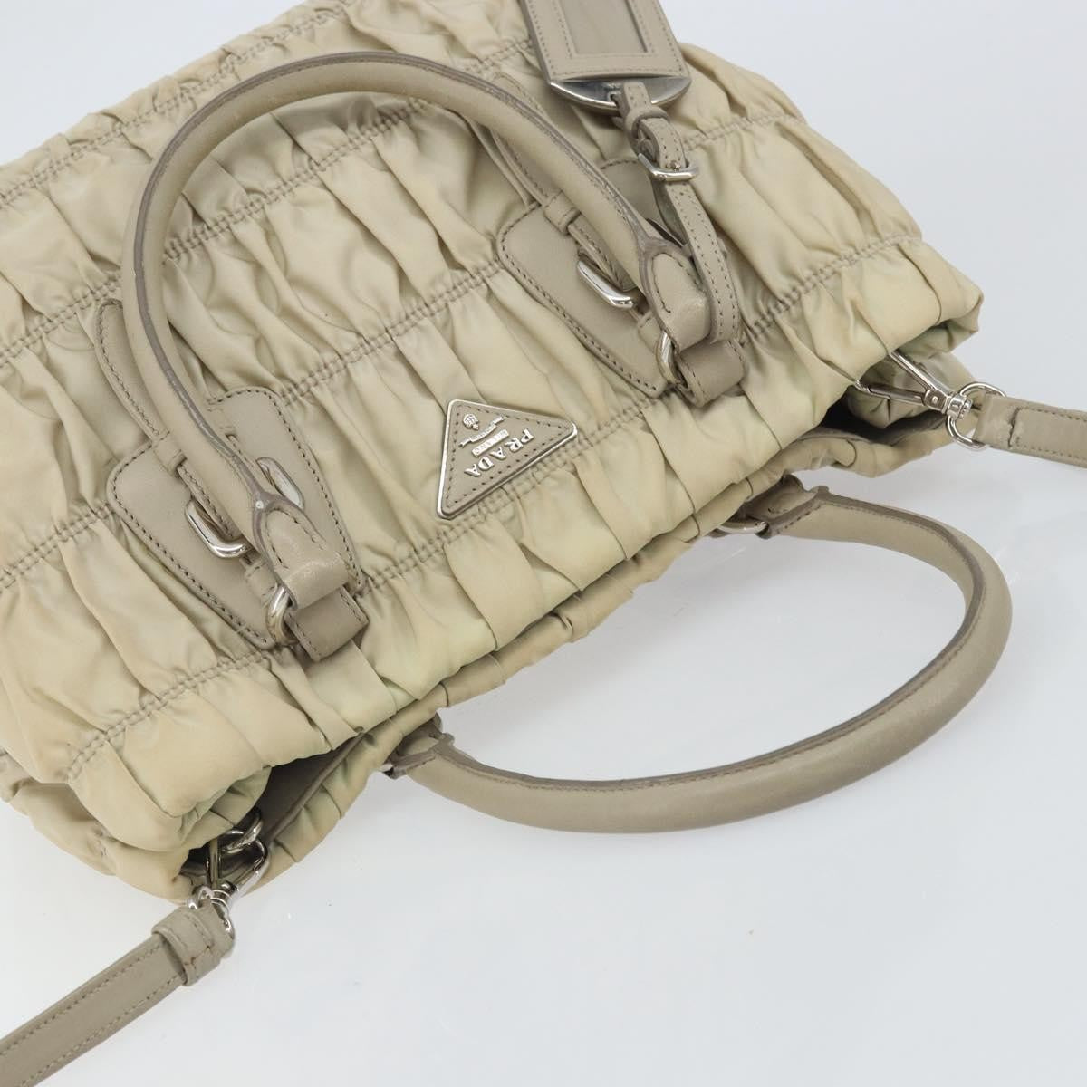 Prada Gaufre Convertible Tote Tessuto Beige Nylon Tote Bag Bag (Pre-Owned)