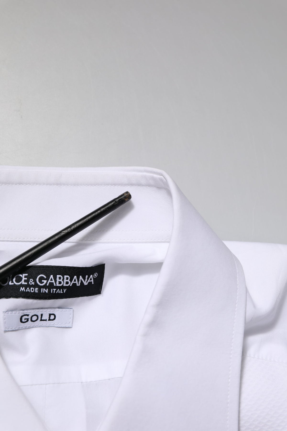 Dolce & Gabbana White Bib Cotton Poplin GOLD Men Formal Men's Shirt (Pre-Owned)