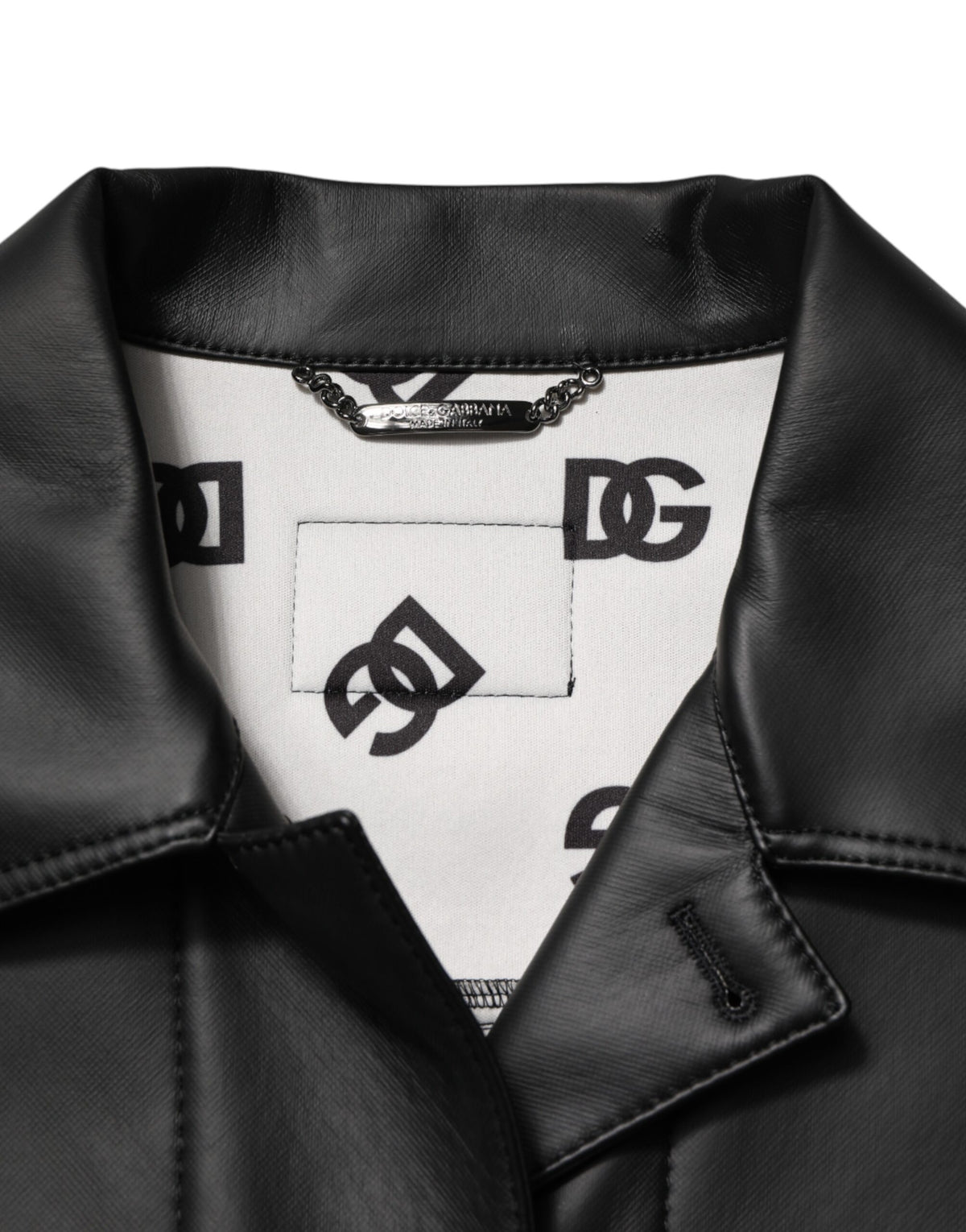 Dolce & Gabbana Black Polyester Button Down Biker Men's Jacket