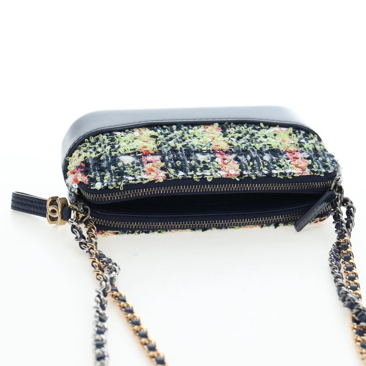 Chanel Gabrielle Tweed Navy Tweed Clutche & Pouche Bag (Pre-Owned)