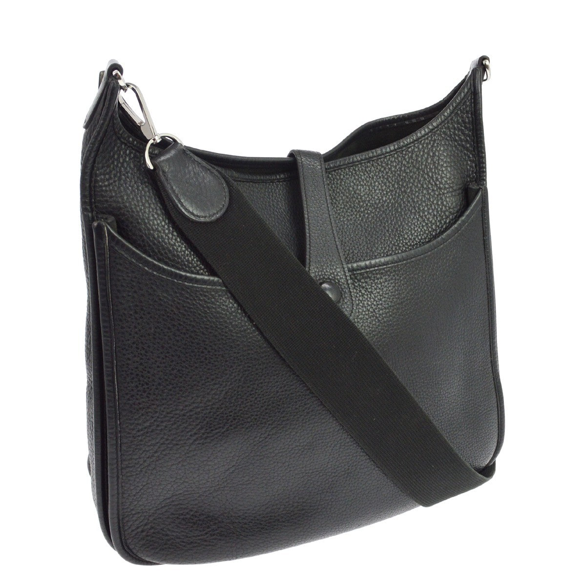 Hermes Evelyne Bag Gen Ii Clemence Black Leather Handbag (Pre-Owned)