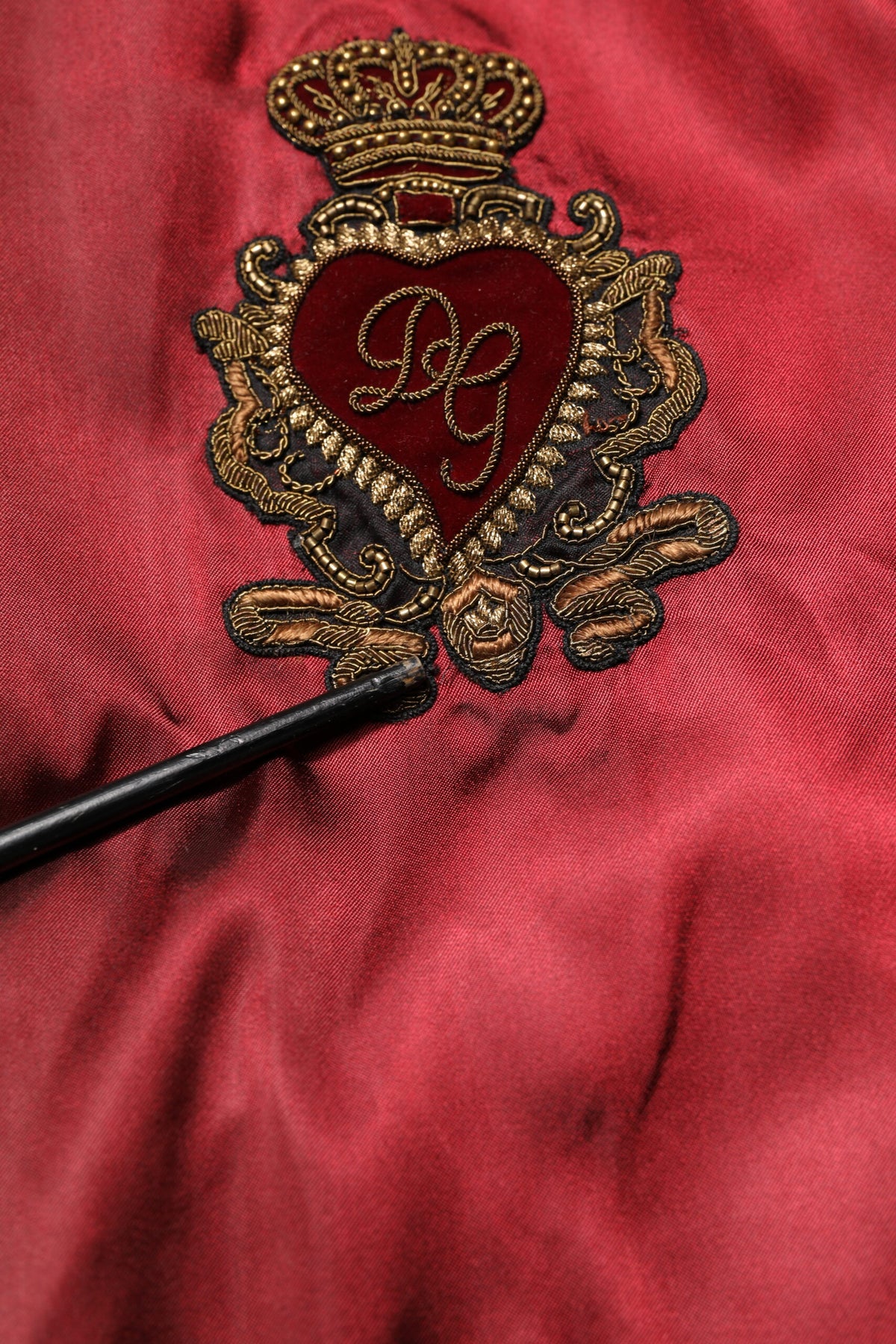 Dolce & Gabbana Maroon Nylon DG Crown Embroidery Men's Jacket (Pre-Owned)