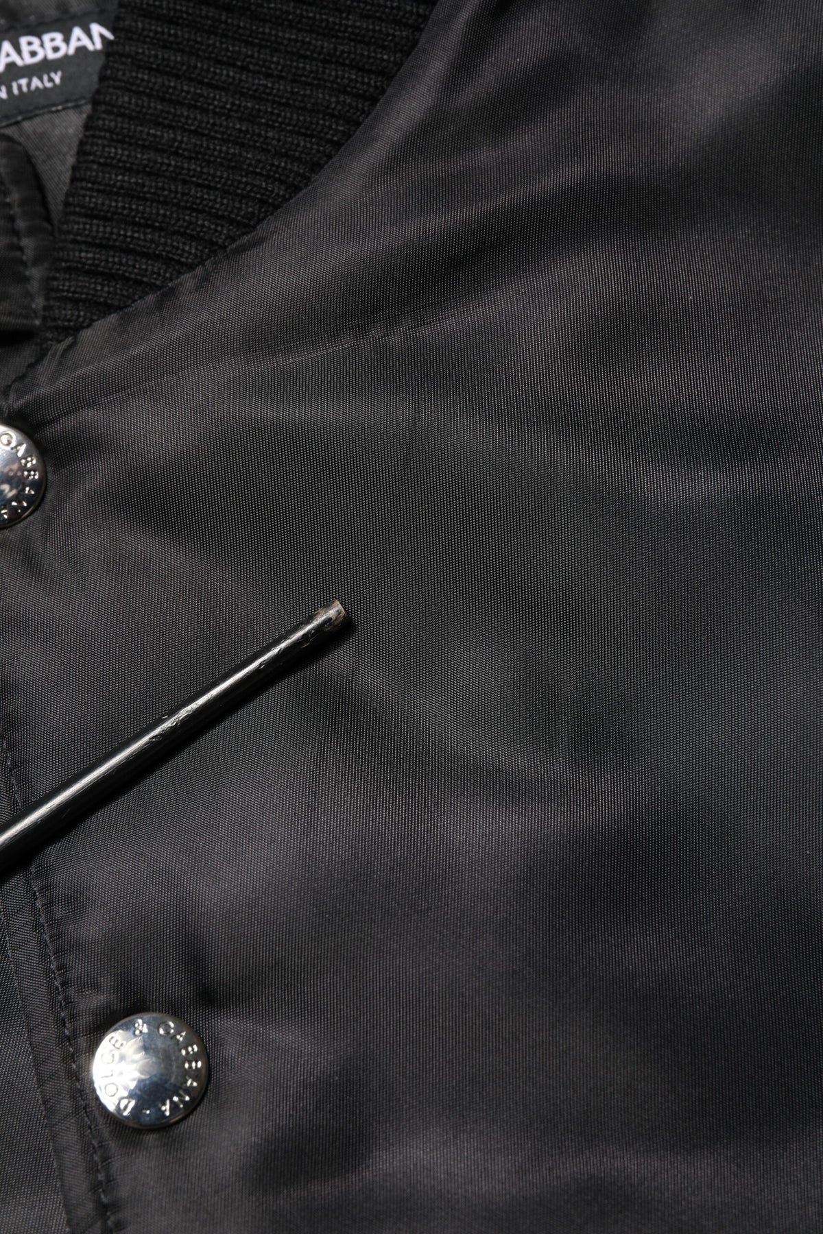Dolce & Gabbana Black Polyester Logo Plaque Bomber Men's Jacket (Pre-Owned)