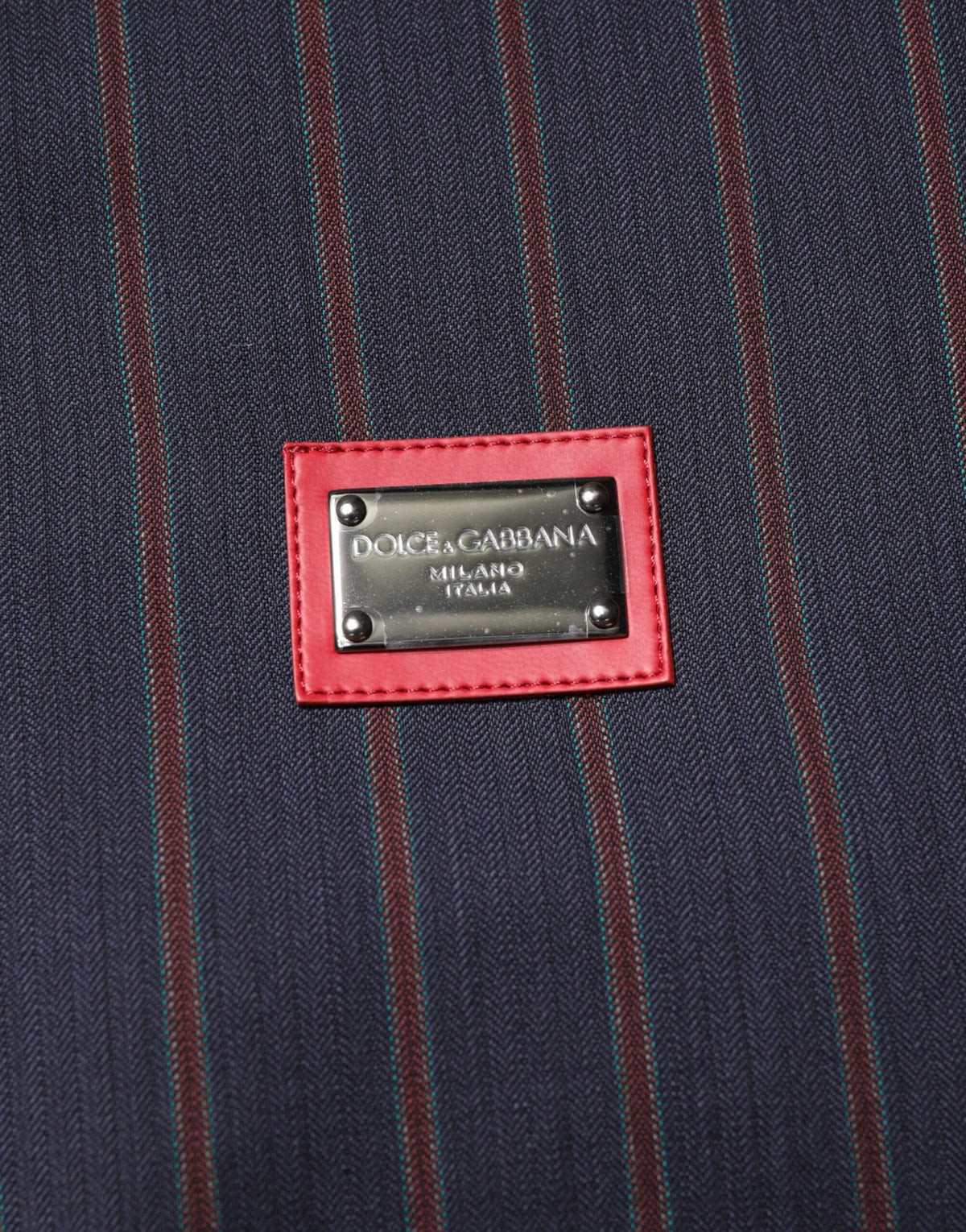 Dolce & Gabbana Blue Red Striped Logo Plaque Full Zip Men's Jacket