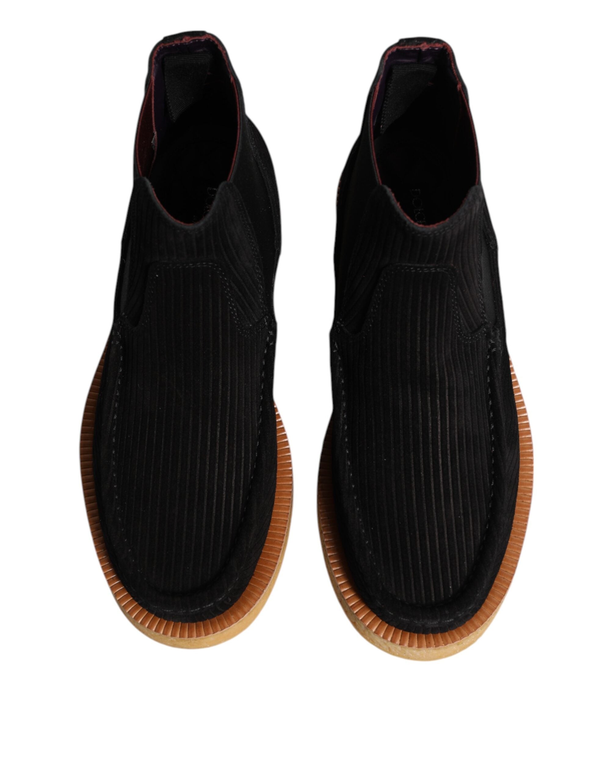 Dolce & Gabbana Black Calf Suede Slip On Ankle Boots Men's Shoes