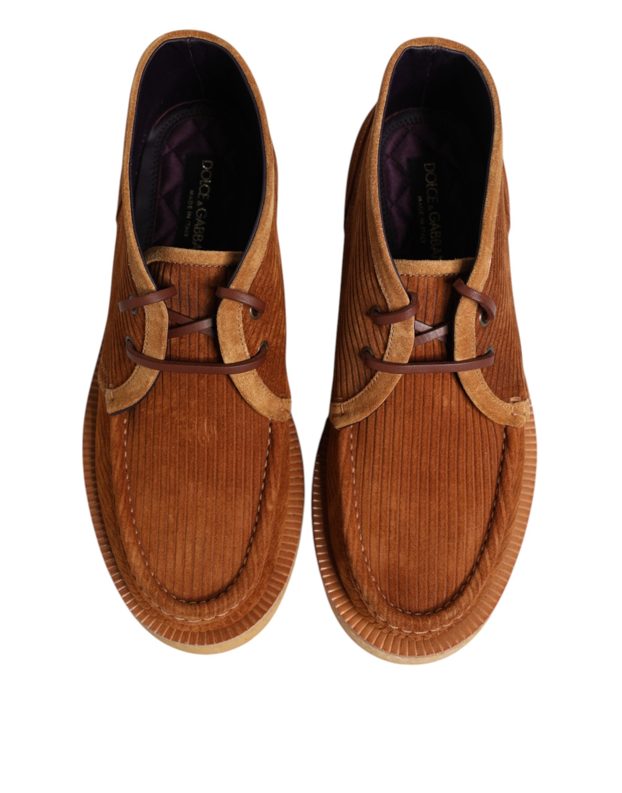 Dolce & Gabbana Brown Suede Nubuck Leather Desert Ankle Boots Men's Shoes