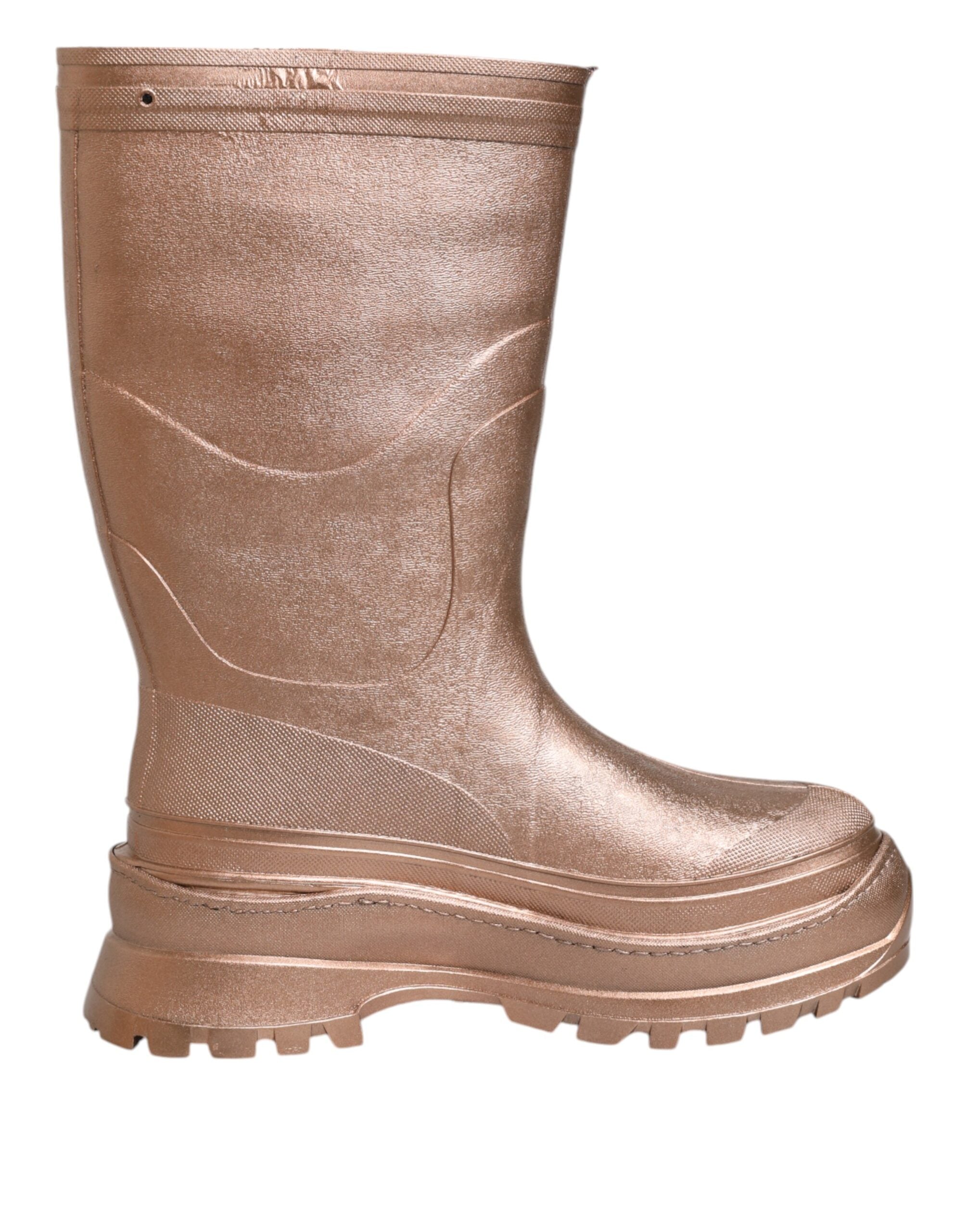 Dolce & Gabbana Metallic Gold Pull On Rain Boots Men's Shoes (Pre-Owned)
