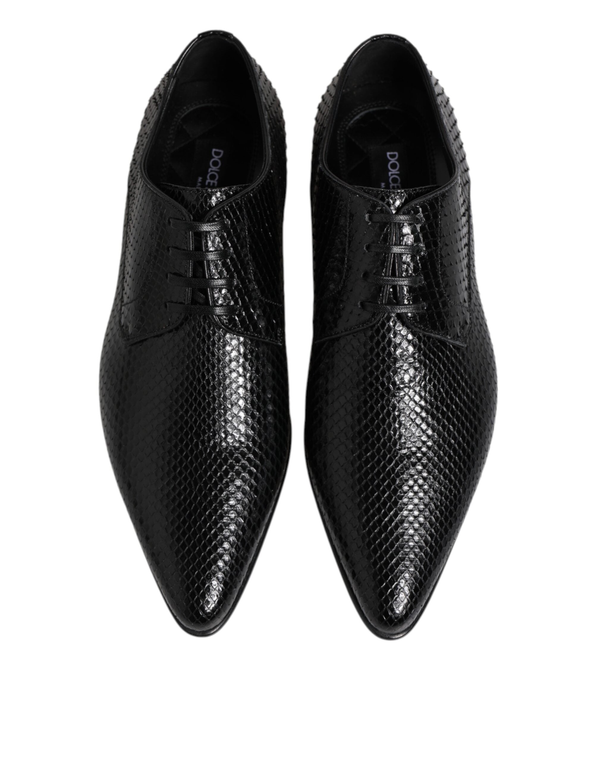 Dolce & Gabbana Black Exotic Leather Lace Up Derby Men's Shoes