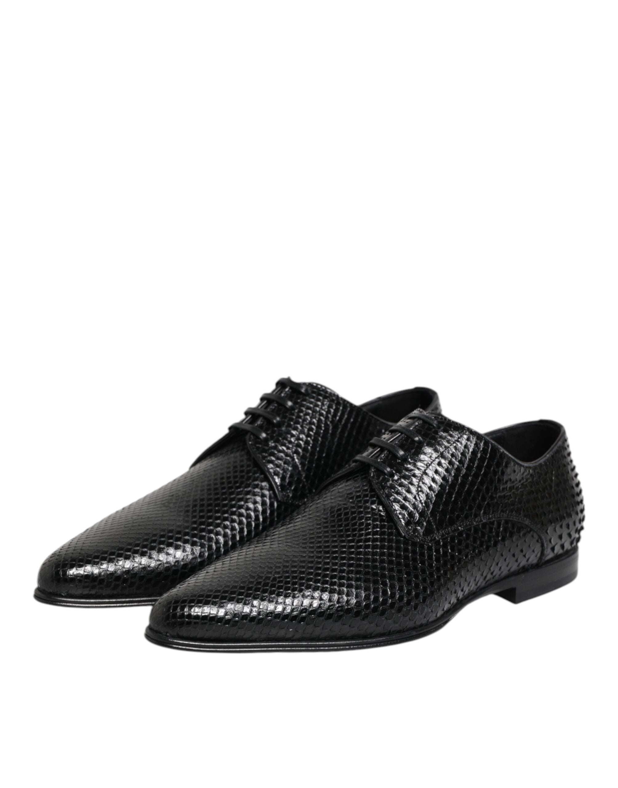 Dolce & Gabbana Black Exotic Leather Lace Up Derby Men's Shoes