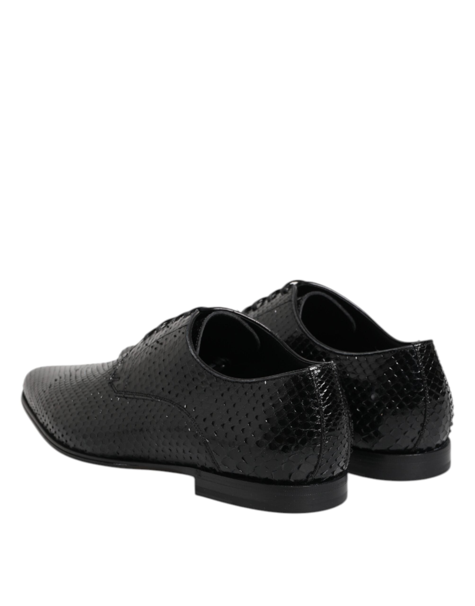 Dolce & Gabbana Black Exotic Leather Lace Up Derby Men's Shoes