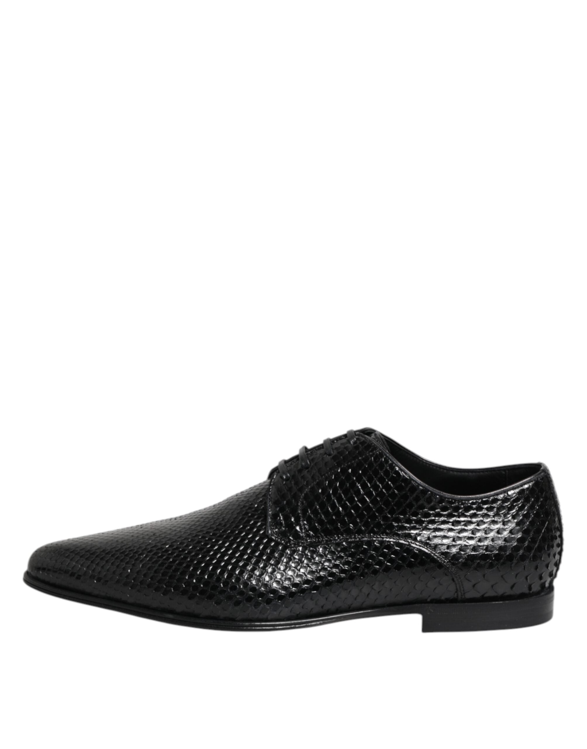 Dolce & Gabbana Black Exotic Leather Lace Up Derby Men's Shoes