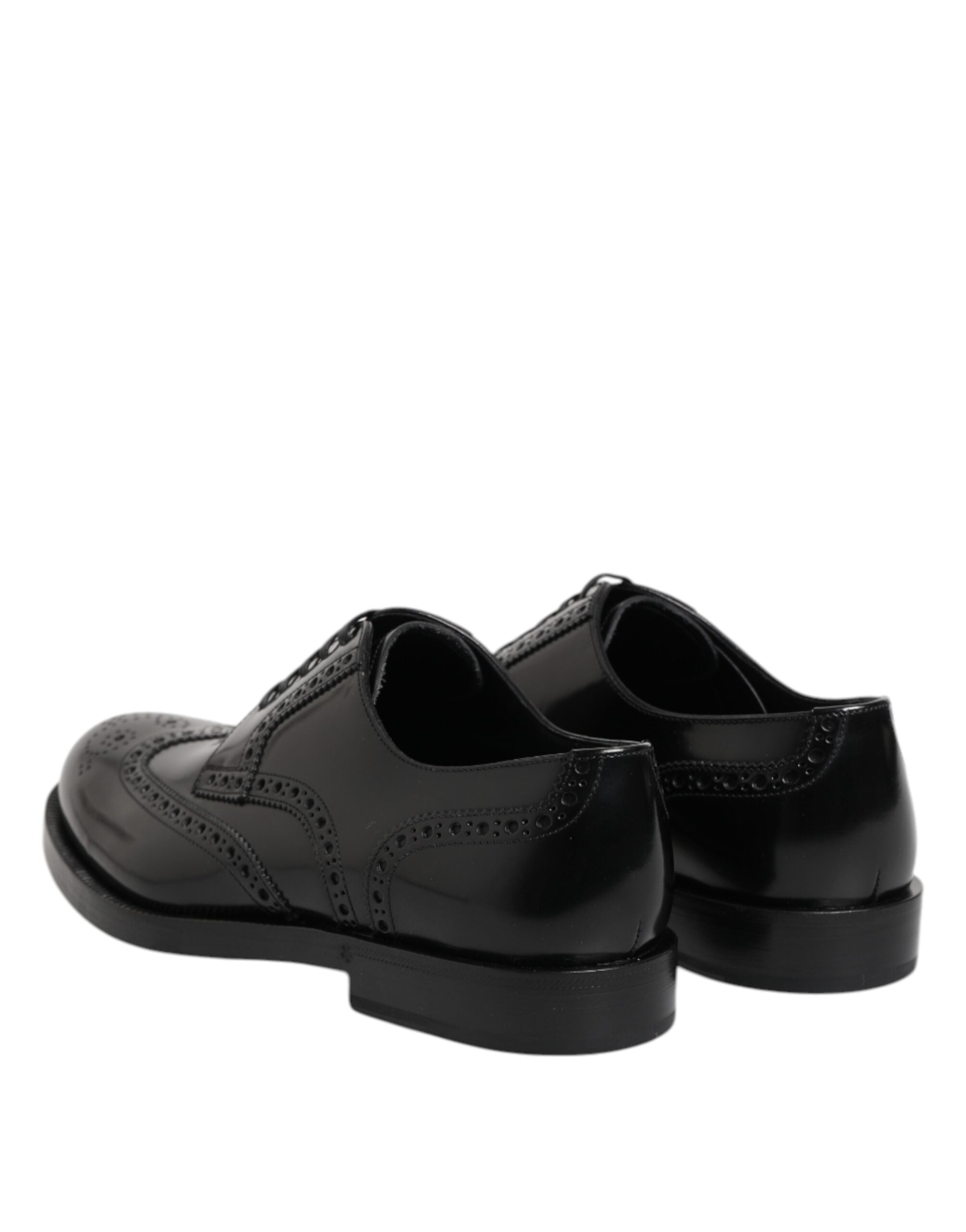 Dolce & Gabbana Black Leather Derby Wingtip Formal Men's Shoes