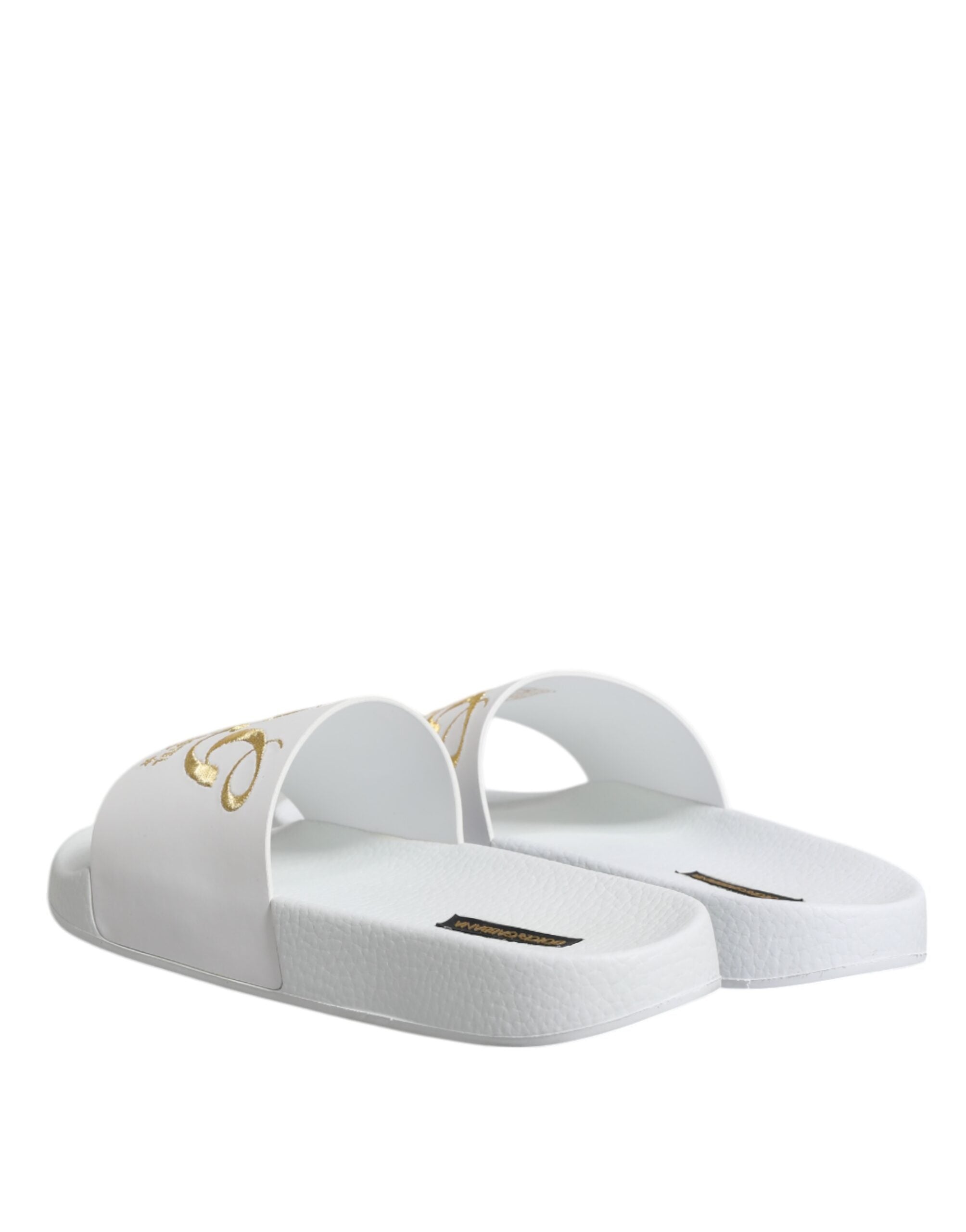 Dolce & Gabbana White Leather Slides Sandals Beachwear Men's Shoes
