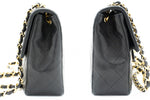 Chanel Double Flap Black Leather Shoulder Bag (Pre-Owned)