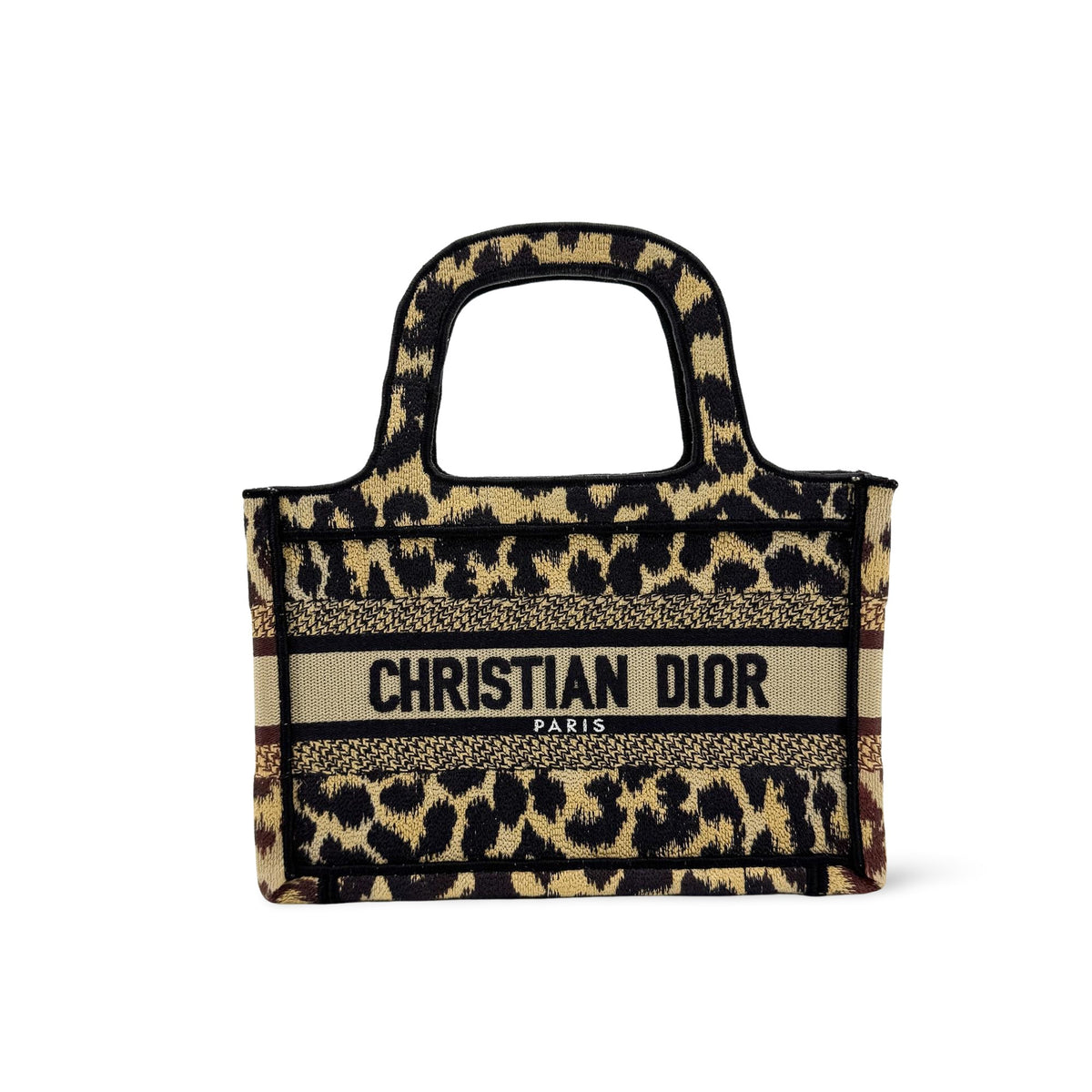 Christian Dior Book Mizza Embroidered Canvas Black Canvas Tote Bag Bag (Pre-Owned)