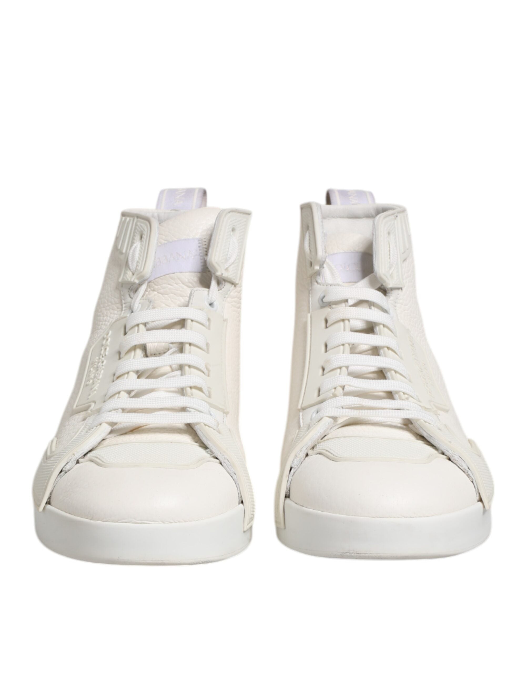 Dolce & Gabbana White Leather Mid Top Sneakers Men's Shoes (Pre-Owned)