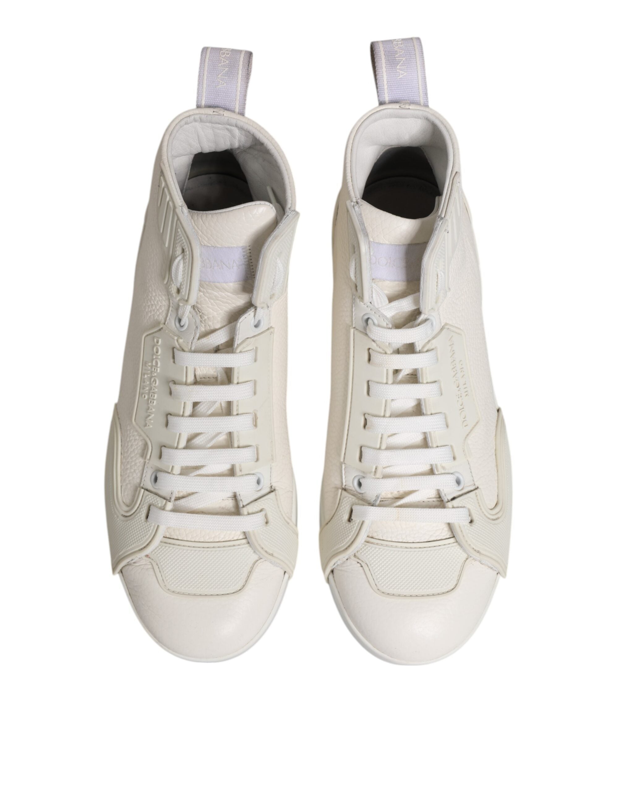 Dolce & Gabbana White Leather Mid Top Sneakers Men's Shoes (Pre-Owned)