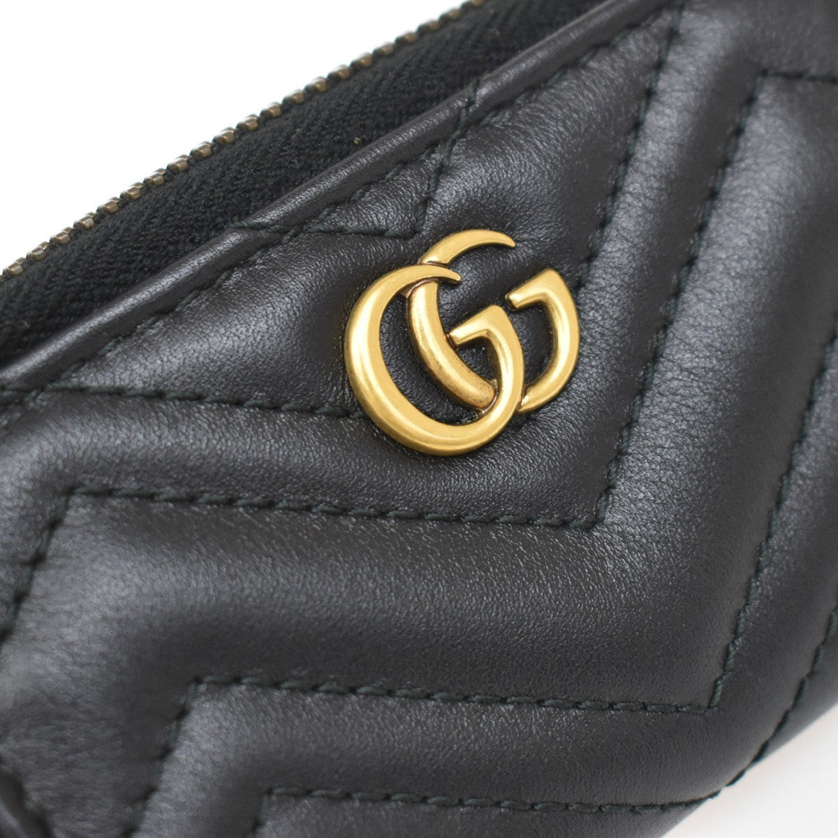 Gucci Gg Marmont Zip Around Matelasse Leather Black Leather Wallets Accessory (Pre-Owned)
