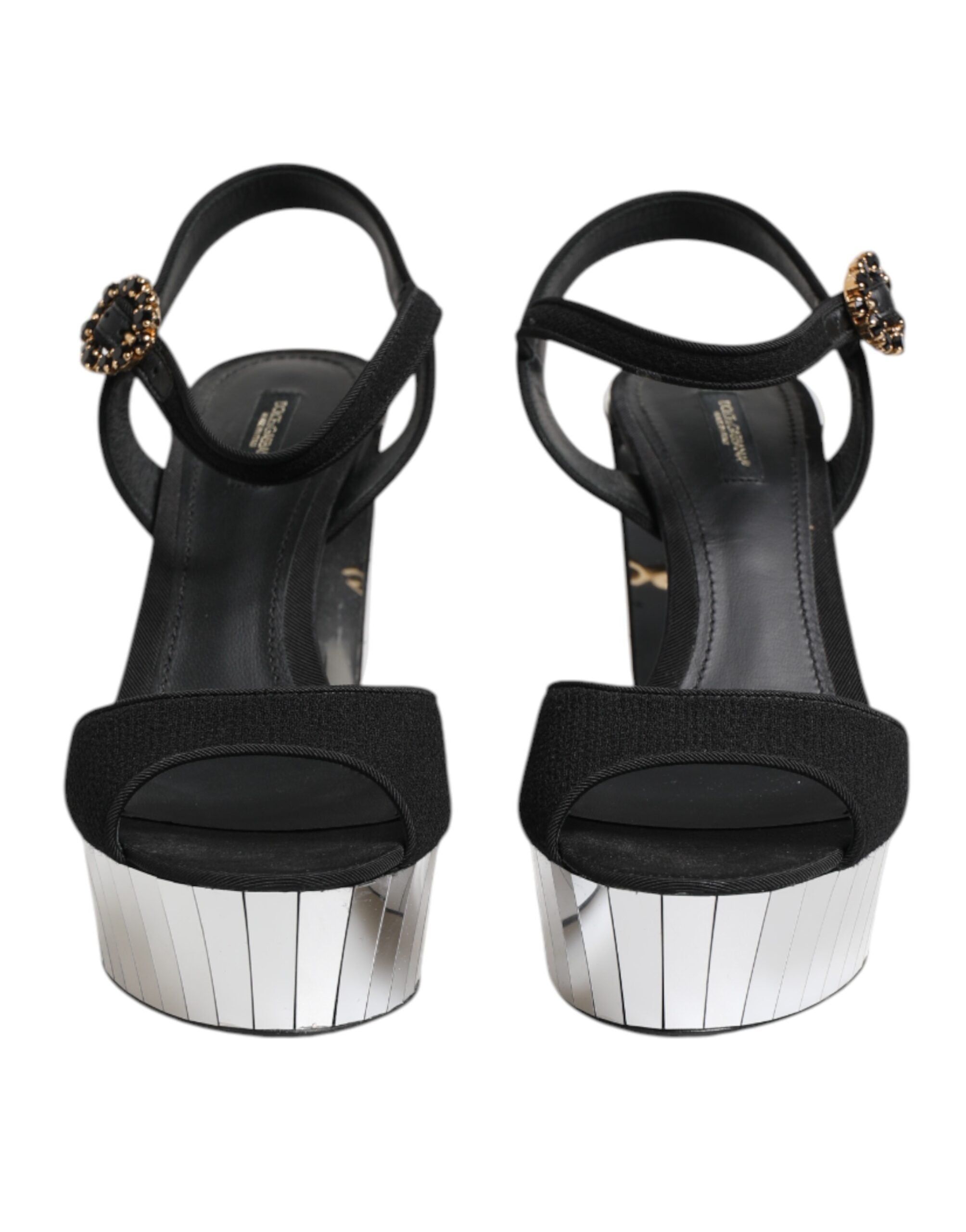 Dolce & Gabbana Black Crystal Ankle Strap Keira Sandal Women's Shoes