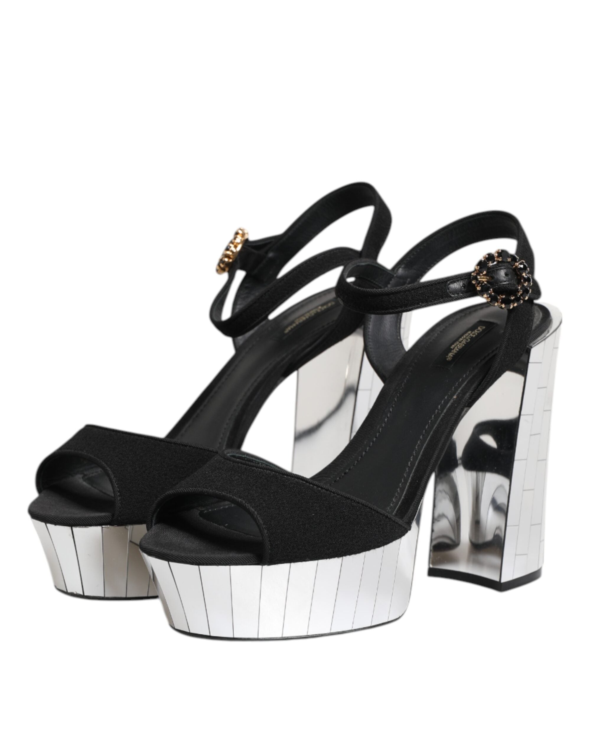 Dolce & Gabbana Black Crystal Ankle Strap Keira Sandal Women's Shoes