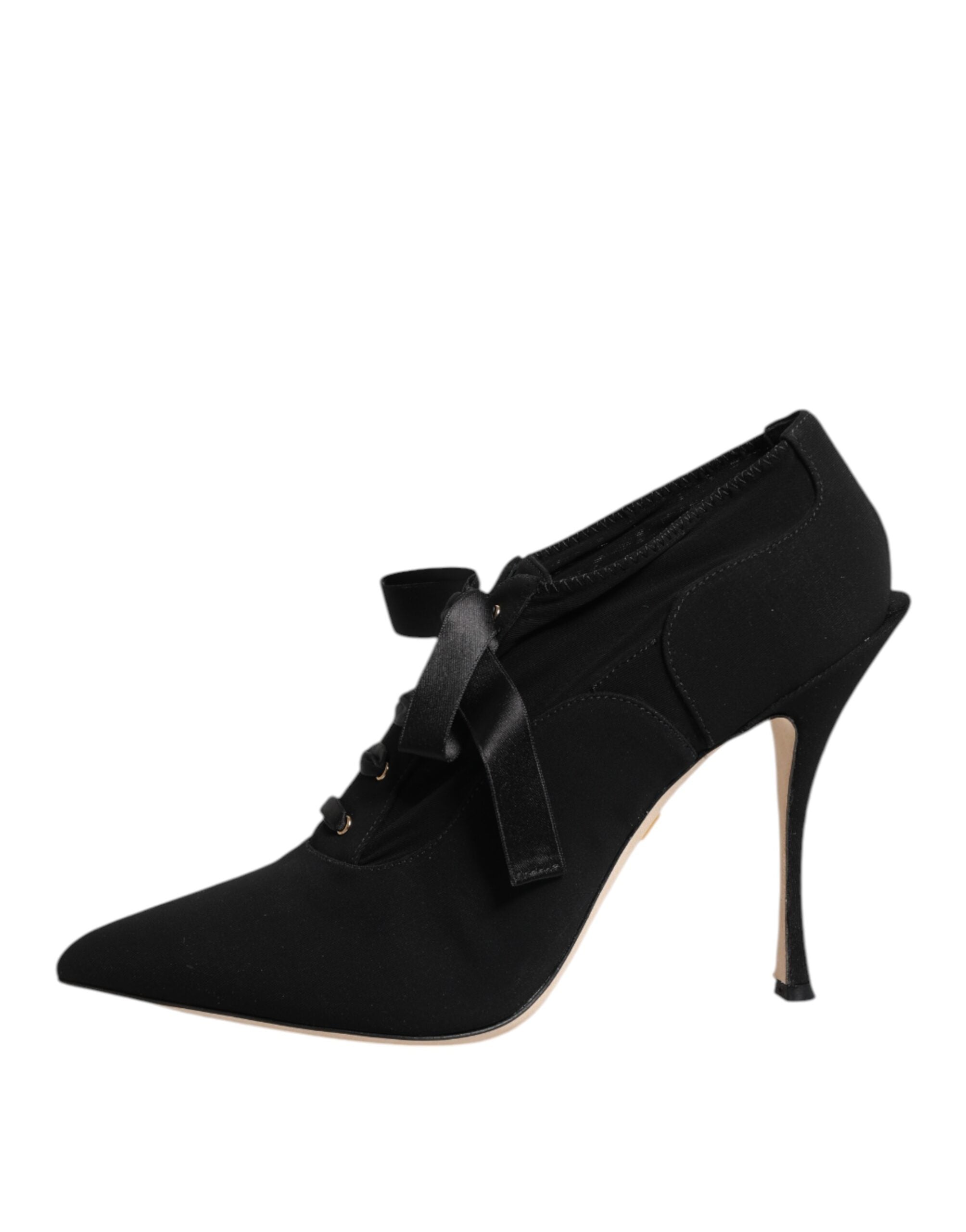 Dolce & Gabbana Black Lace Up Stiletto Heels Pumps Women's Shoes