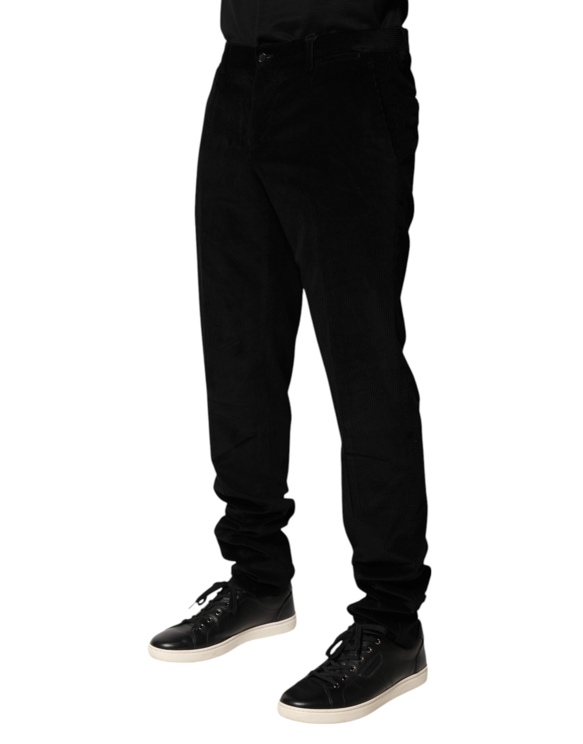 Dolce & Gabbana Black Cotton Men Dress Formal Trouser Men's Pants
