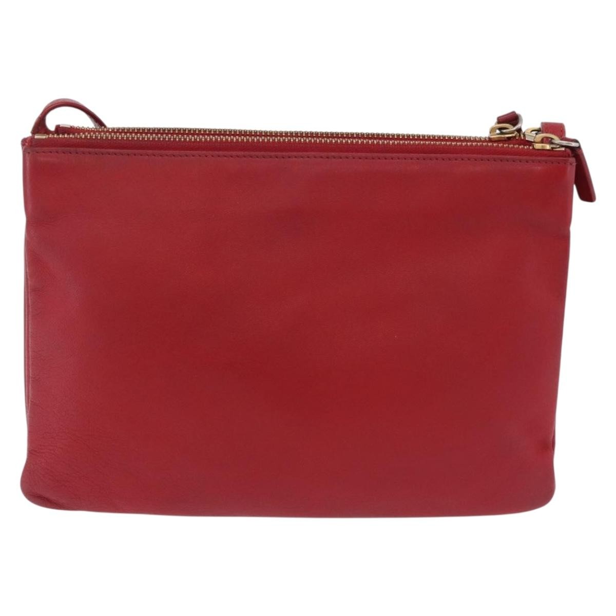 Celine Trio Leather Red Leather Crossbody Bag Bag (Pre-Owned)