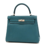 Hermès Kelly 25 Silver Leather Handbag (Pre-Owned)