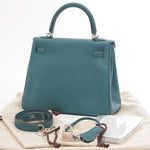 Hermès Kelly 25 Silver Leather Handbag (Pre-Owned)