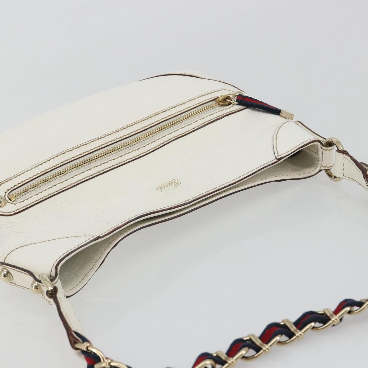 Gucci Sherry Line Chain Leather White Leather Tote Bag Bag (Pre-Owned)
