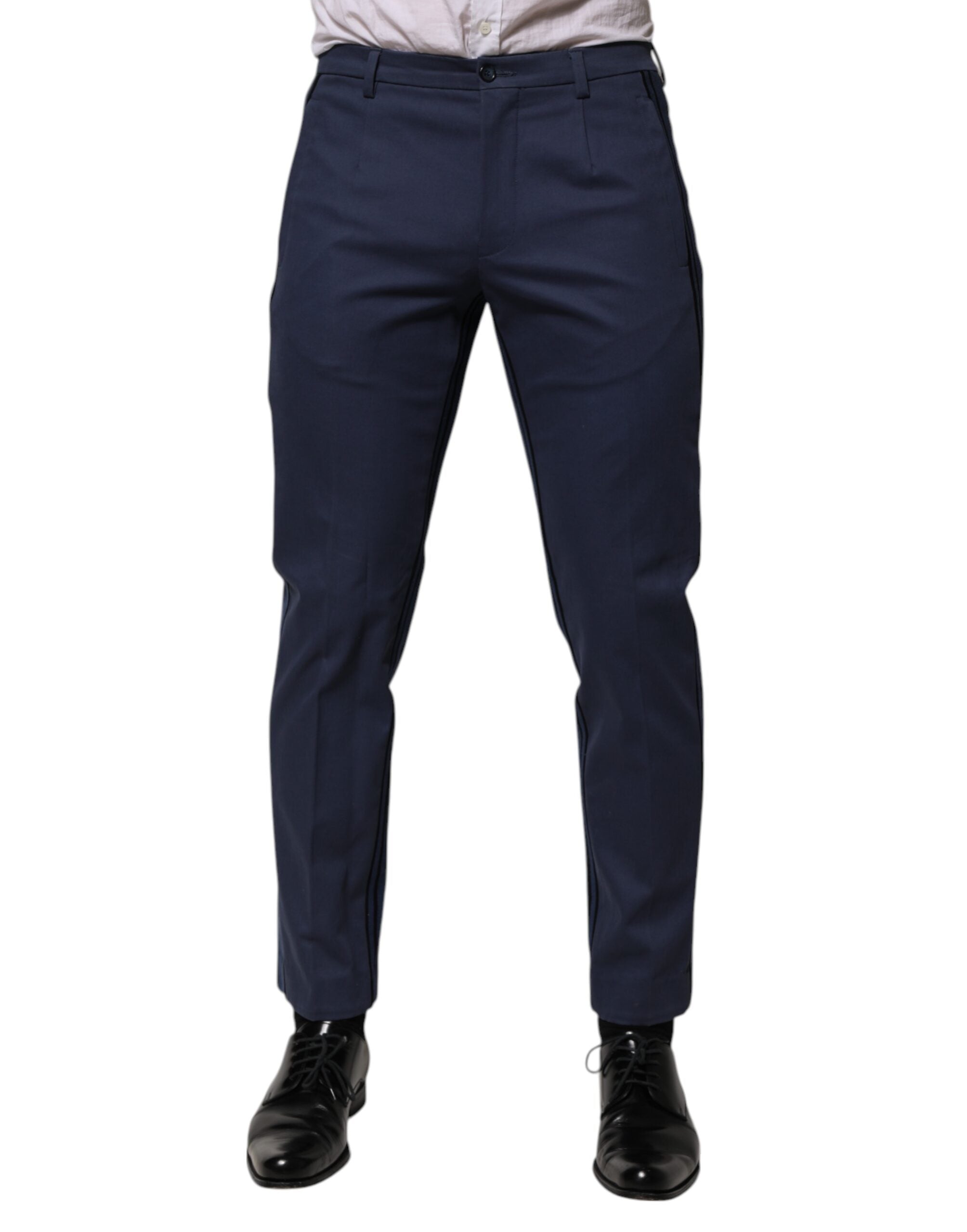 Dolce & Gabbana Blue Cotton Tapered Men Formal Trousers Men's Pants