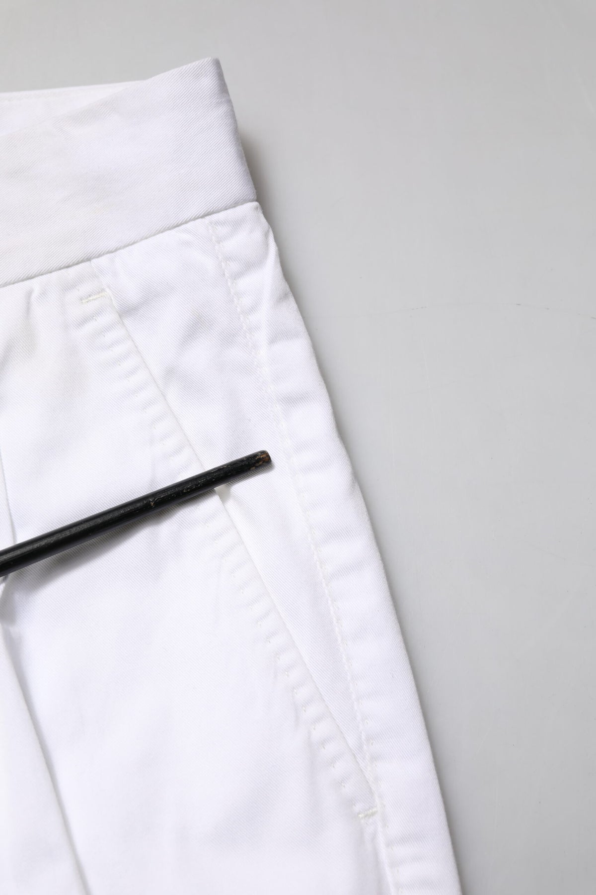 Dolce & Gabbana White Cotton Dress Slim Formal Trouser Men's Pants (Pre-Owned)
