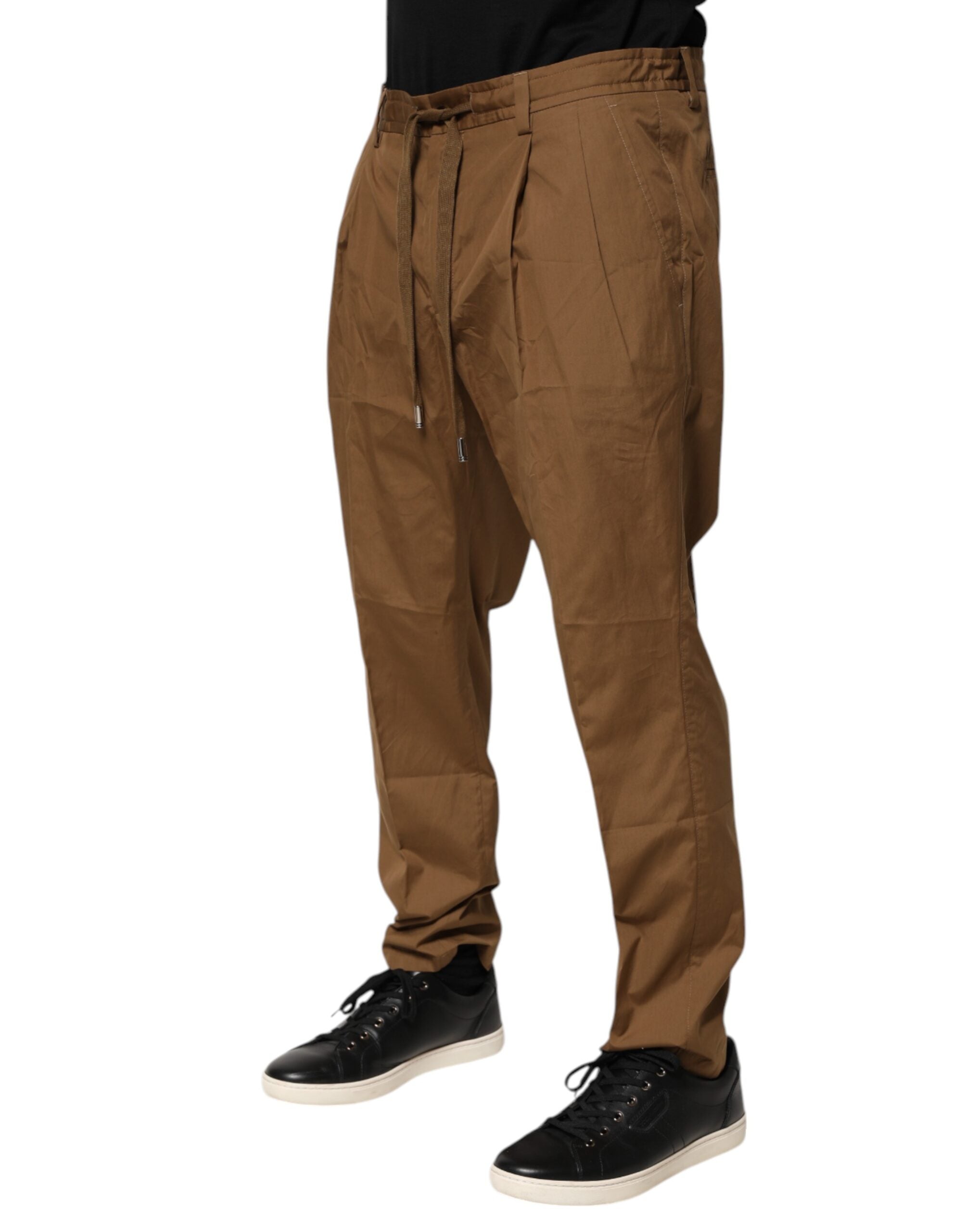 Dolce & Gabbana Brown Cotton Chino Mid Waist Men Jogger Men's Pants (Pre-Owned)