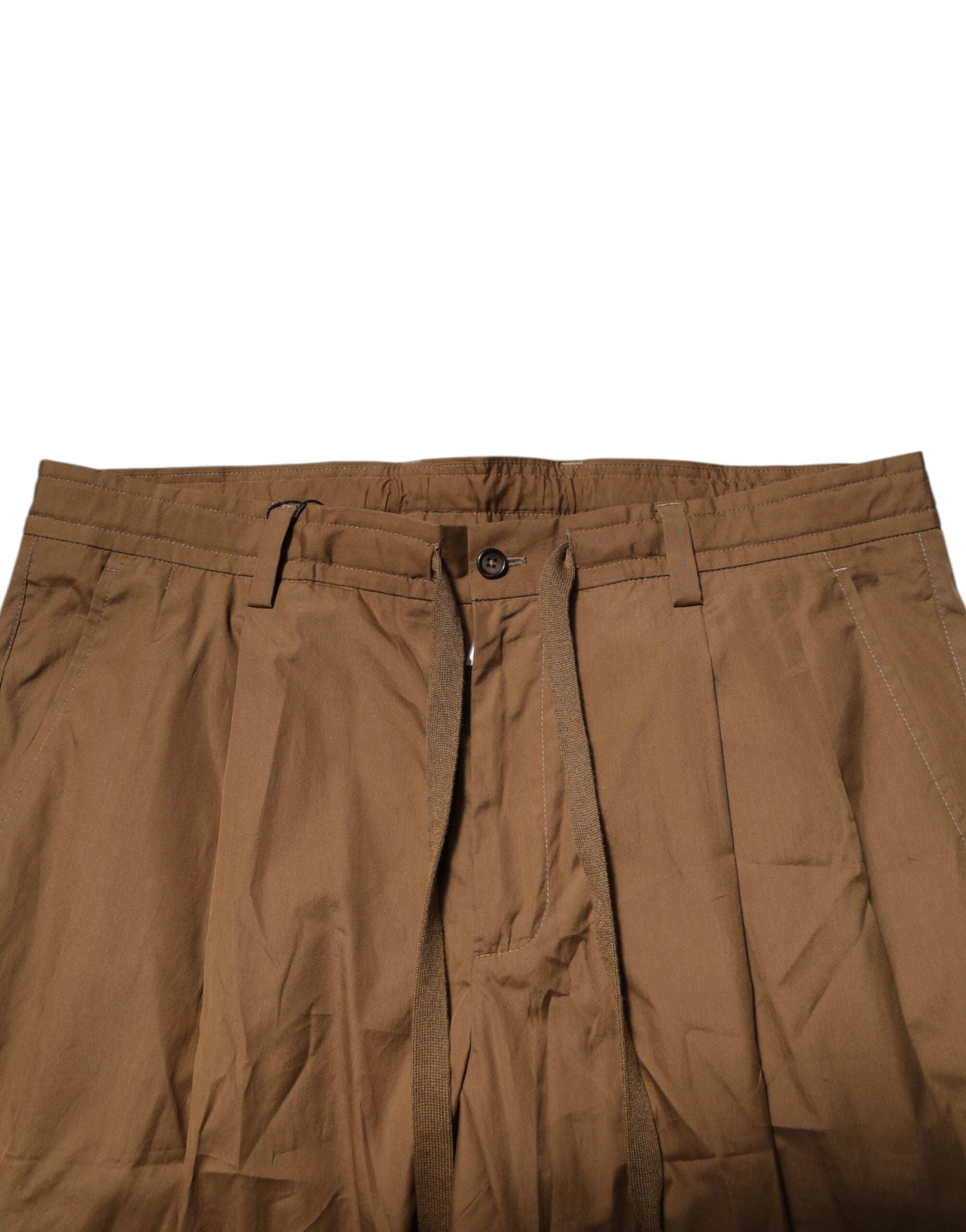 Dolce & Gabbana Brown Cotton Chino Mid Waist Men Jogger Men's Pants (Pre-Owned)