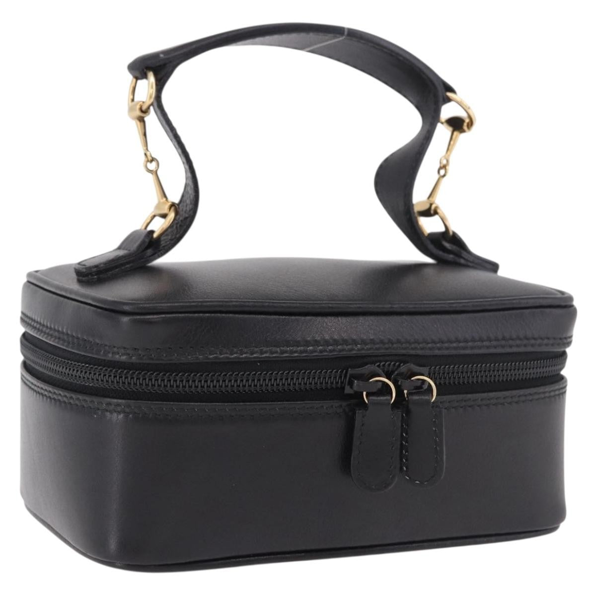 Gucci Horsebit Vanity Leather Black Leather Toiletry Case Accessory (Pre-Owned)