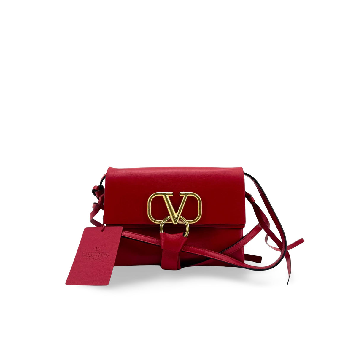 Valentino Garavani Vring Belt Leather Red Leather Clutche & Pouche Bag (Pre-Owned)