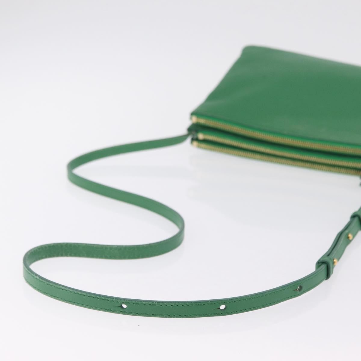 Celine Trio Leather Green Leather Crossbody Bag Bag (Pre-Owned)