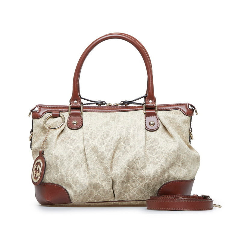 Gucci Diamante Beige Canvas Handbag (Pre-Owned)