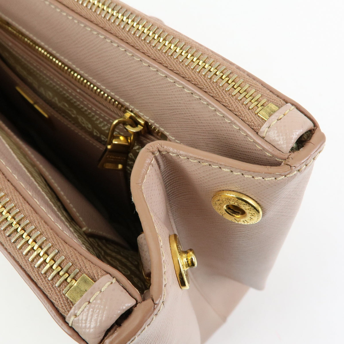 Prada Galliera Saffiano Leather With Applique Pink Leather Handbag (Pre-Owned)