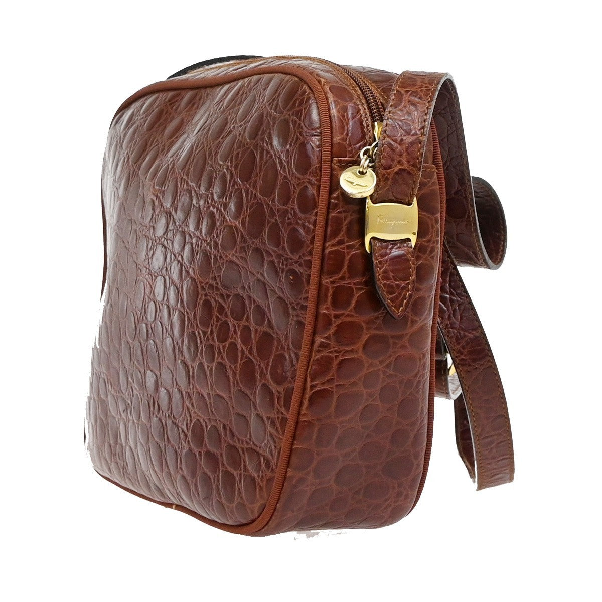 Salvatore Ferragamo Vala Leather Brown Leather Shoulder Bag Bag (Pre-Owned)