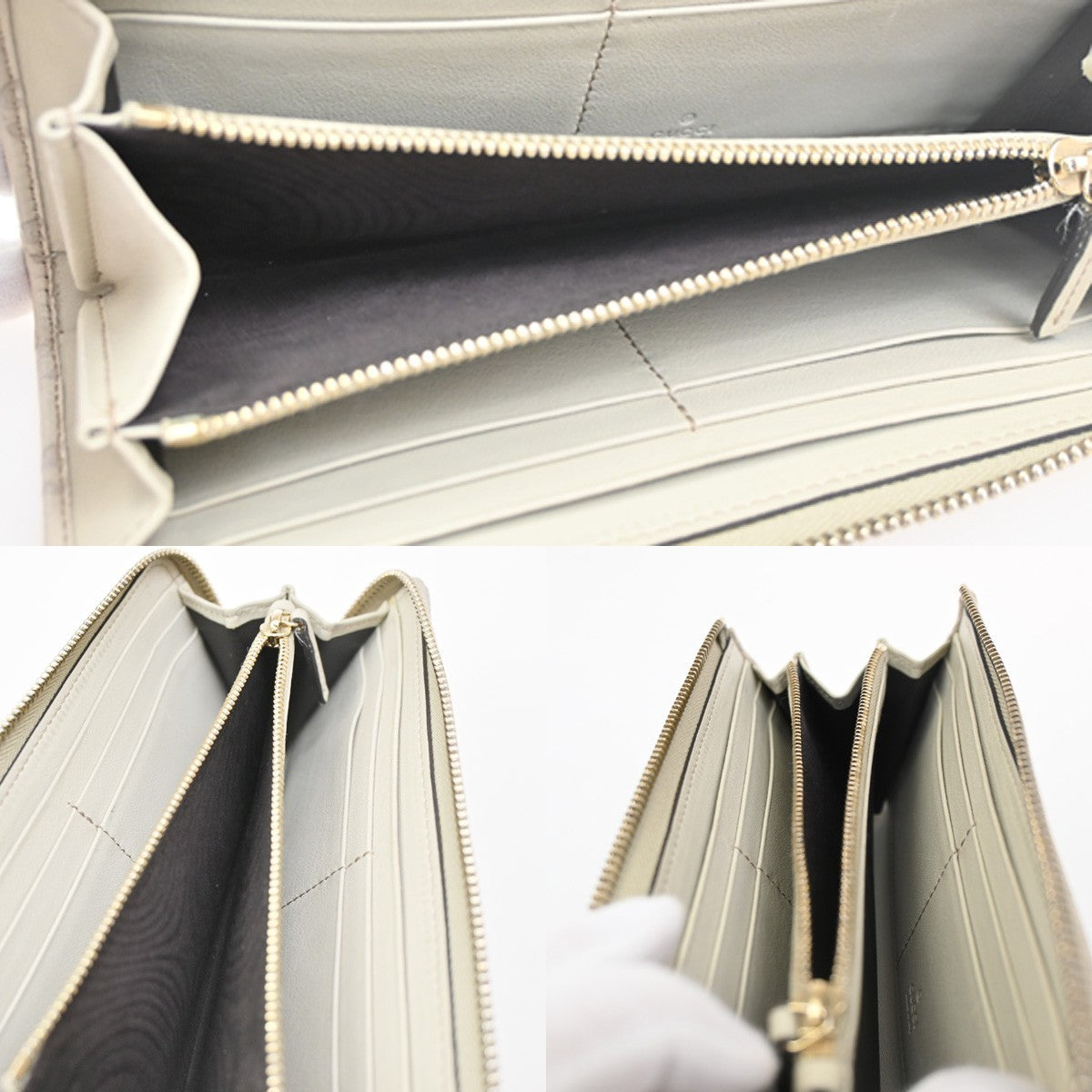 Gucci Interlocking G Zip Around Wallet (Outlet) Leather Beige Leather Wallets Accessory (Pre-Owned)