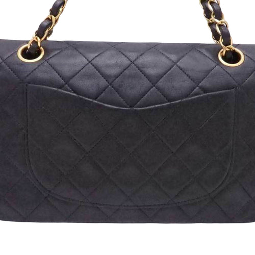 Chanel Double Flap Black Leather Shoulder Bag (Pre-Owned)