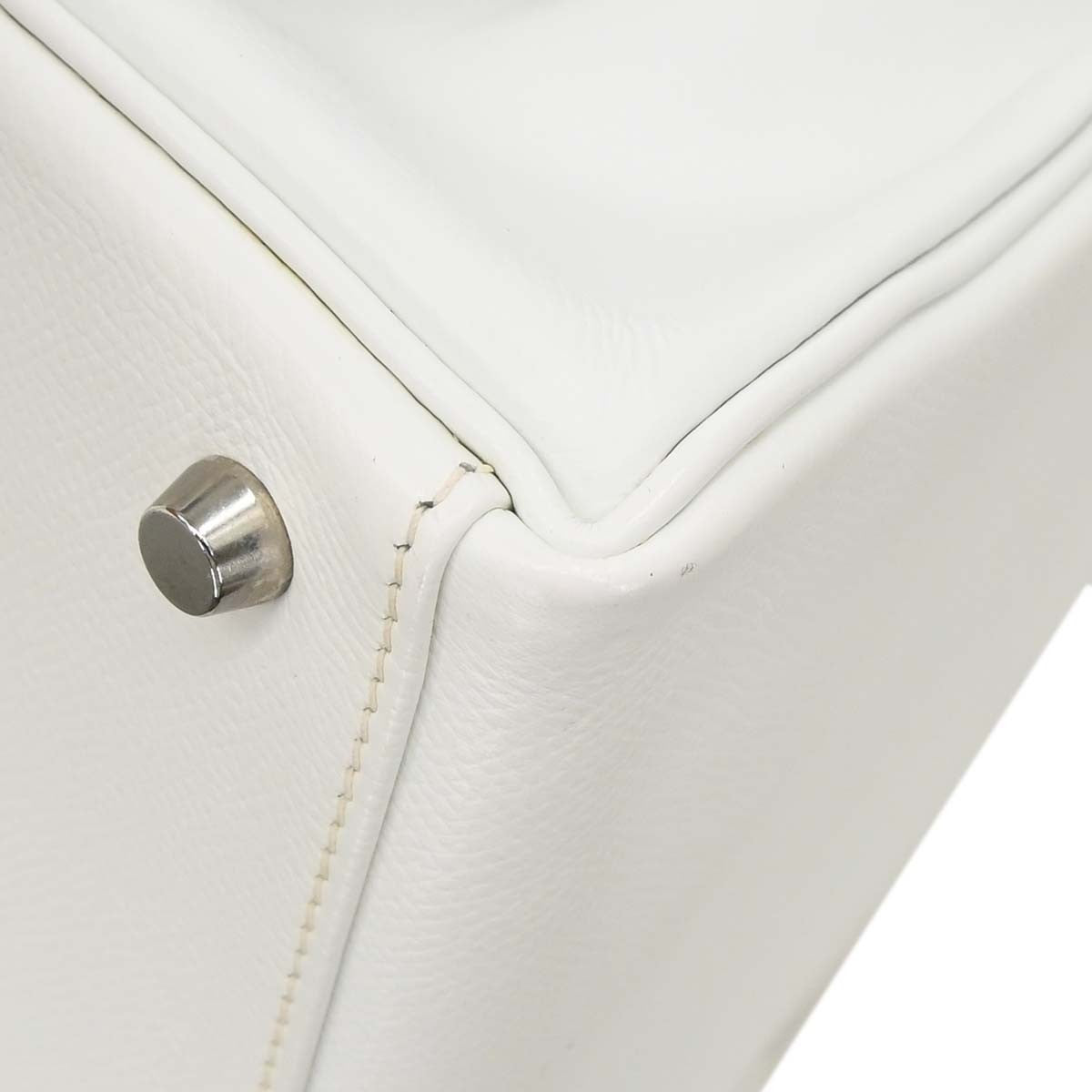 Hermes Kelly White Epsom With Palladium Hardware White Leather Handbag (Pre-Owned)