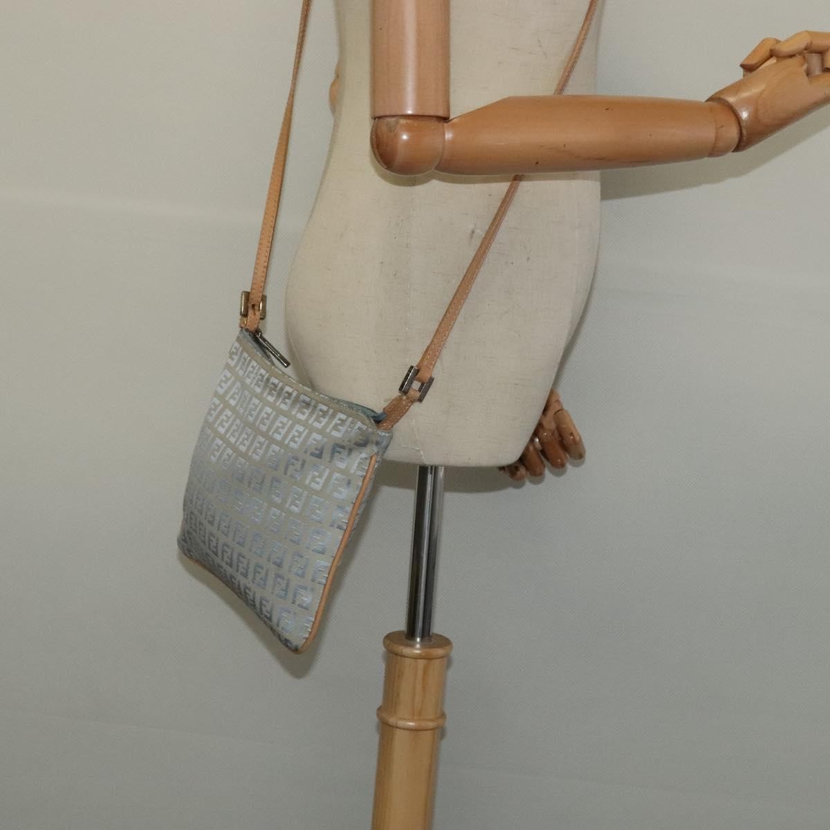 Fendi Vintage Flat Zucchino Canvas Blue Canvas Shoulder Bag Bag (Pre-Owned)