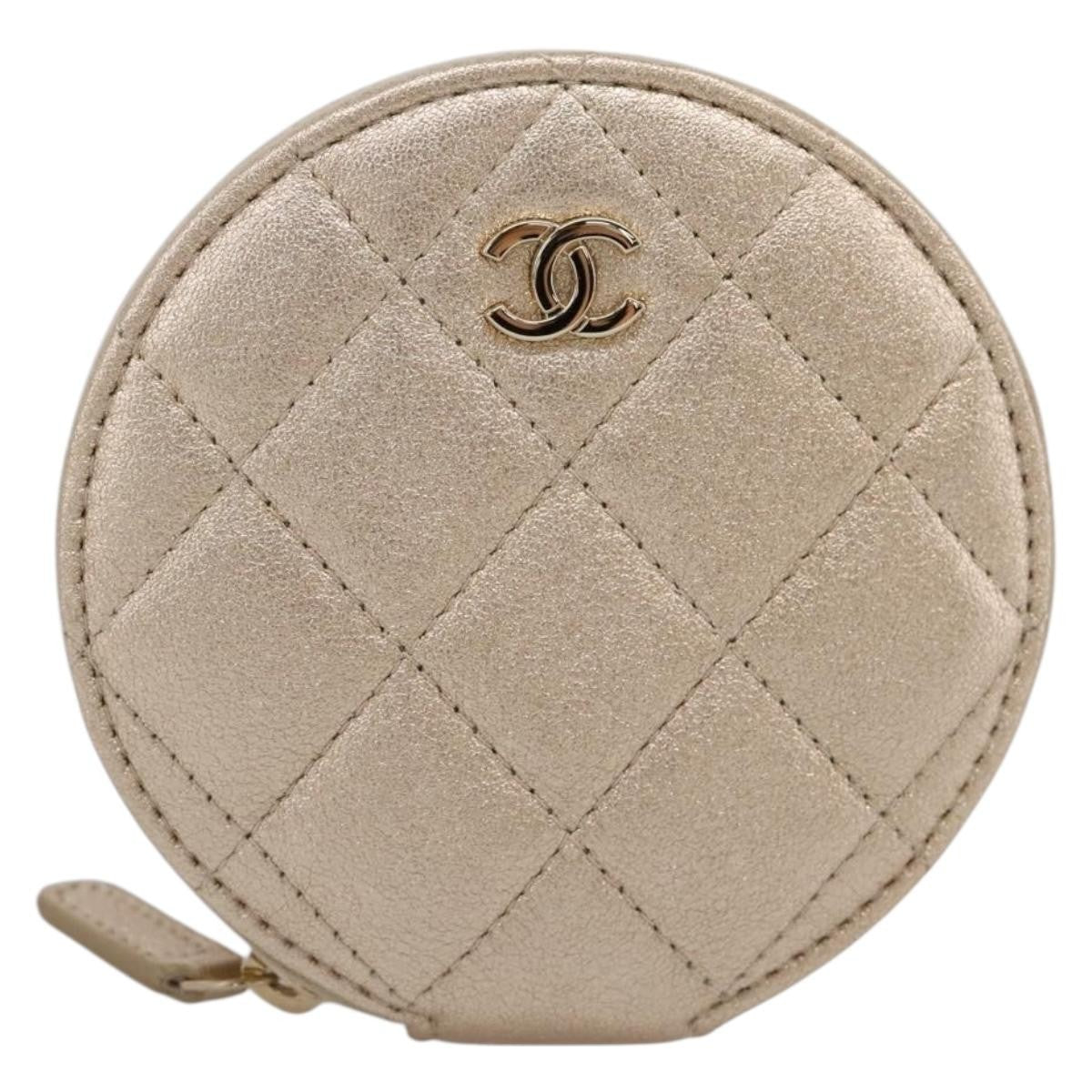Chanel Pearl Crown Cc Multi Pouches Wristlet Quilted Lambskin Gold Leather Clutche & Pouche Bag (Pre-Owned)
