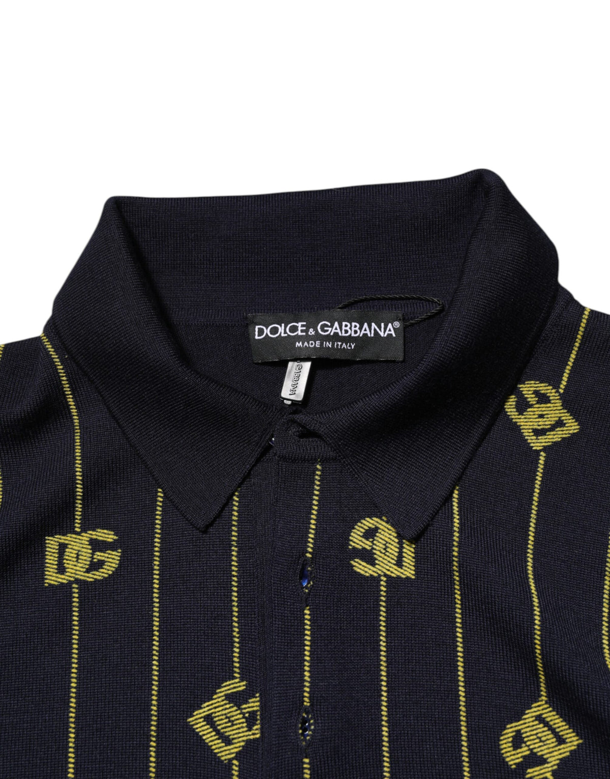 Dolce & Gabbana Black Logo Jacquard Knitted Polo Shirt Men's T-shirt