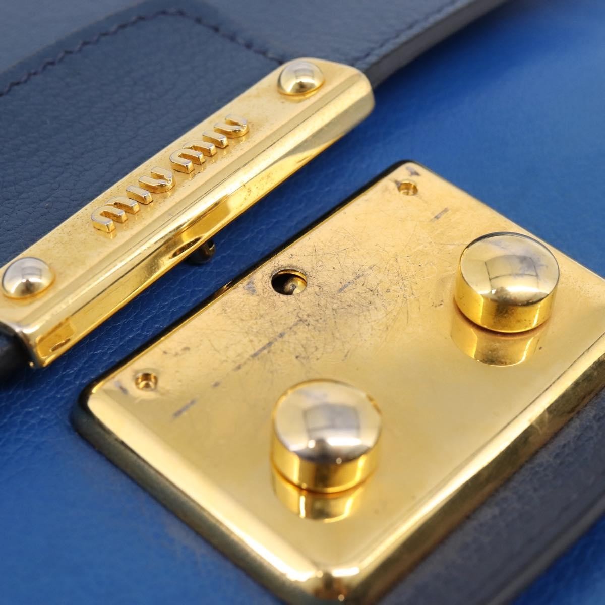 Miu Miu Madras Top Handle Leather Navy Leather Handbag (Pre-Owned)